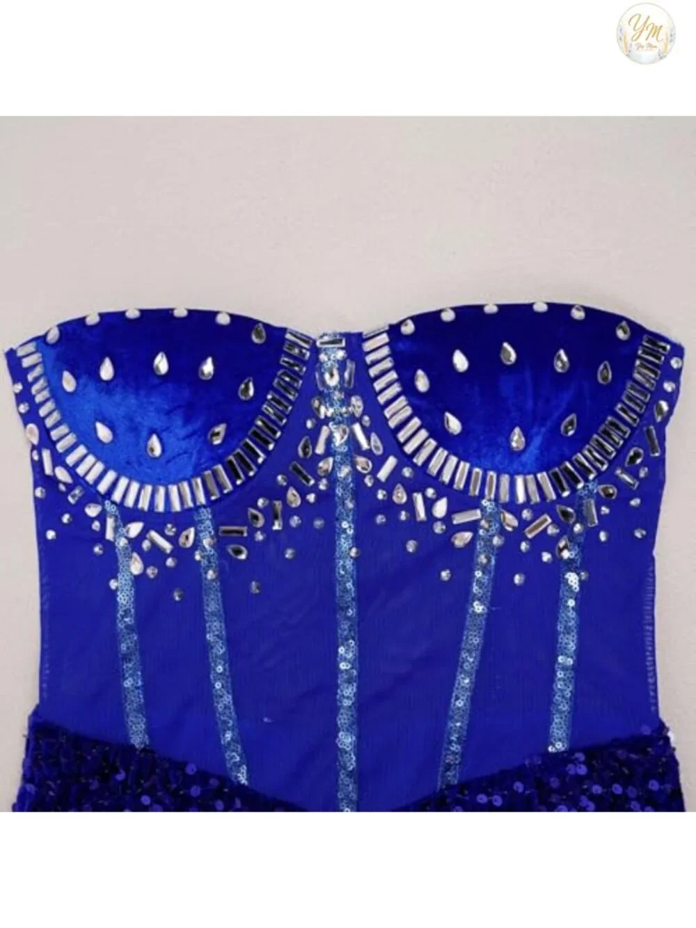 Rhinestone Mermaid Strapless Club Dress Sequin Bodycon Formal Maxi